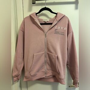 S pink hoodie with love and love definition
